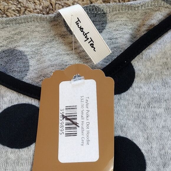 Twenty Ten Women's Size Small, Gray Polka Dot Stretchy Long Sleeve Hoodie Top - Picture 6 of 8